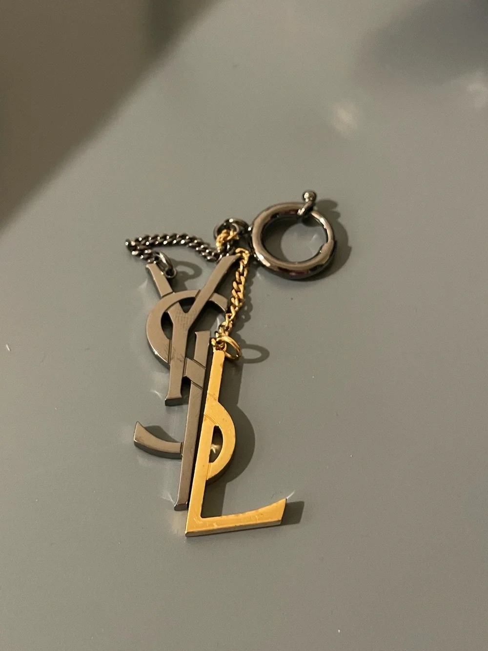 Yves Saint Laurent Two-Tone Gold and Silver YSL Key & Bag Charm